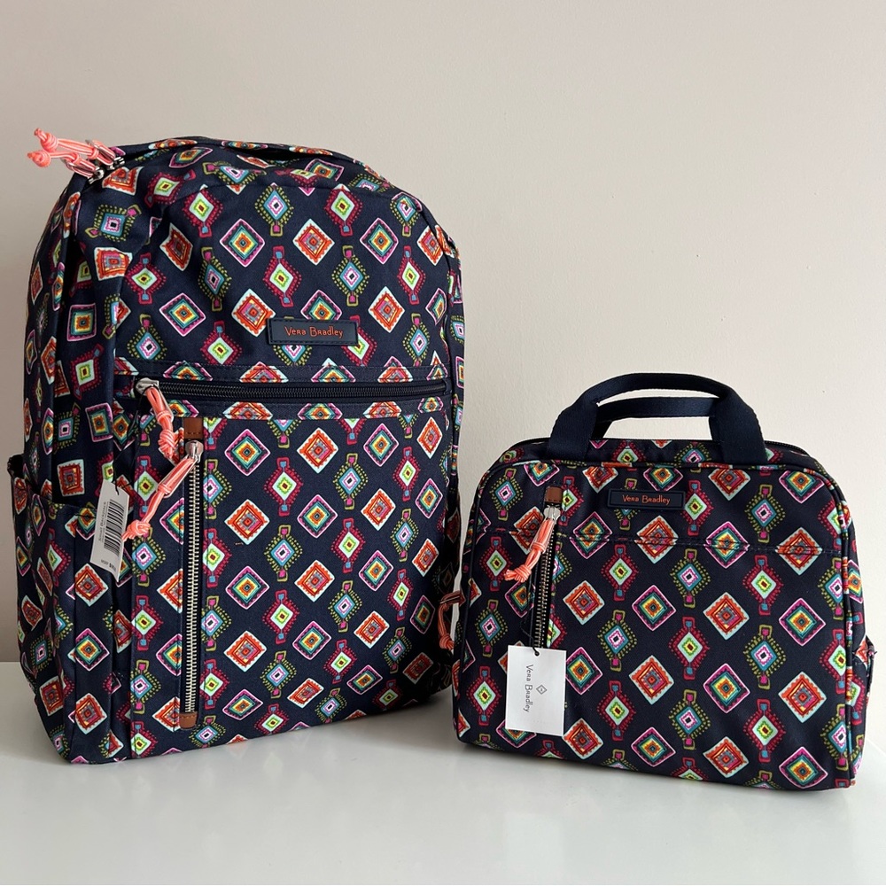Vera Bradley Mini Medallion backpack and lunch bag bundle